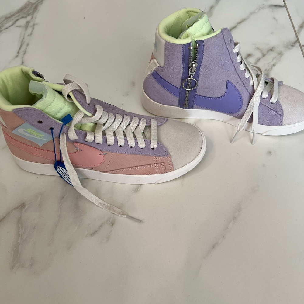 Nike Blazer Mid Rebel High-Top Sneakers in Pink and Purple “Echo Pink”